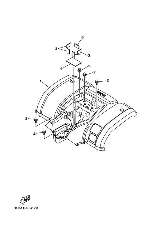 Yamaha 1C5-W216B-11 Rear Fender Comp.2 — shown on the Rear Fender parts diagram
