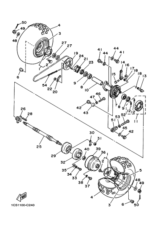 Yamaha 3FA-W253A-00 Brake Shoe Kit — shown on the Rear Wheel parts diagram