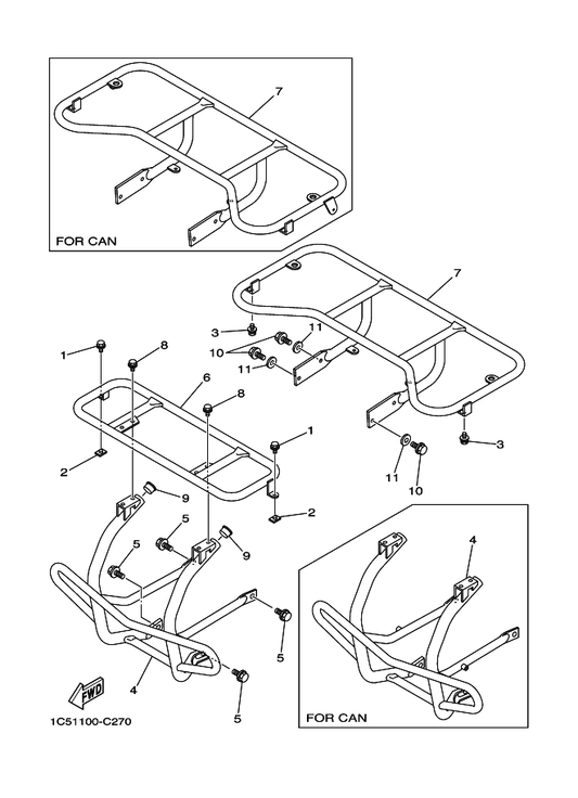 Yamaha 1C5-24841-00 Carrier, Front — shown on the Guard parts diagram