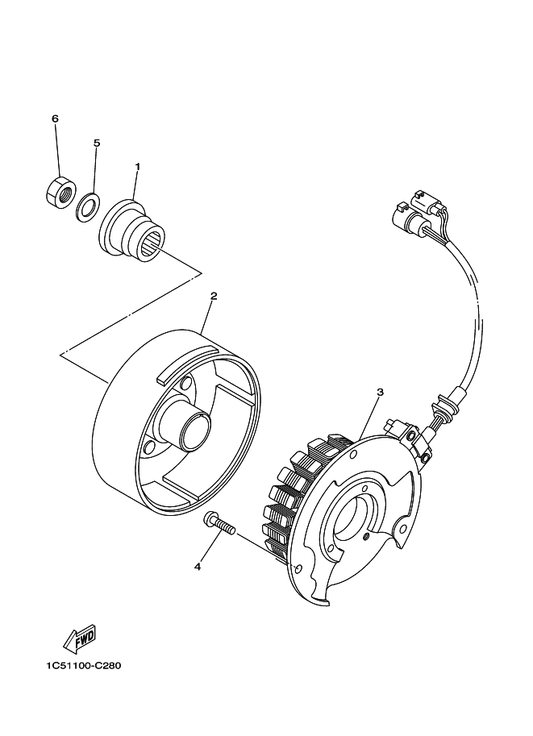 Yamaha 1C5-81450-01 Rotor Assy — shown on the Generator parts diagram