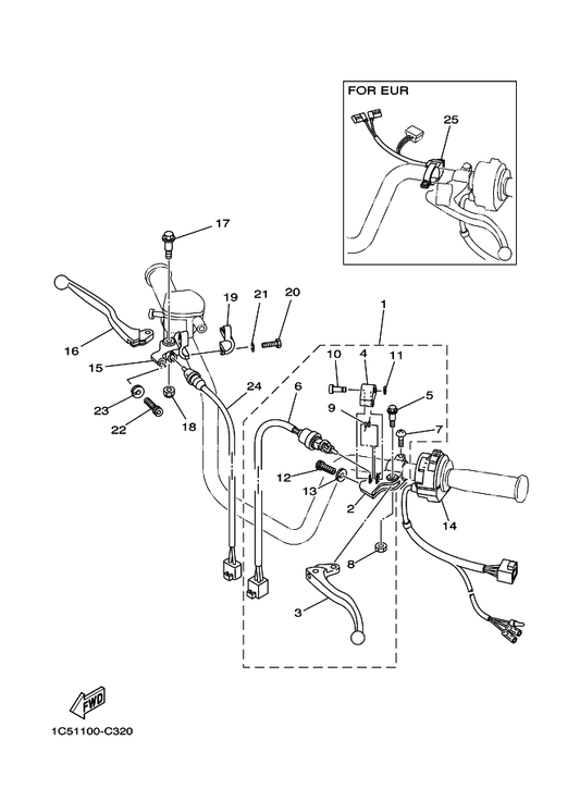 Yamaha 3FA-83965-00 . Lever, Lock — shown on the Handle Switch & Lever parts diagram