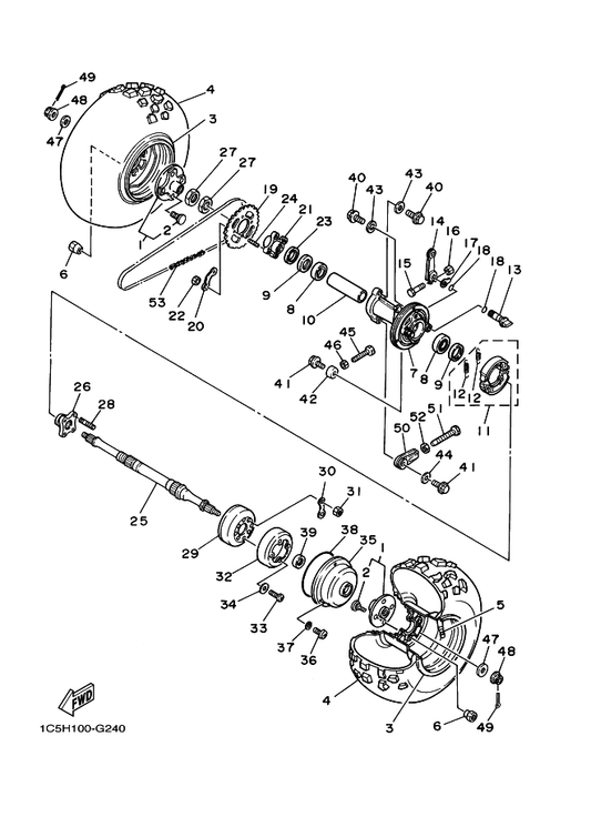 Yamaha 90201-12048 Washer, Plate — shown on the Rear Wheel parts diagram