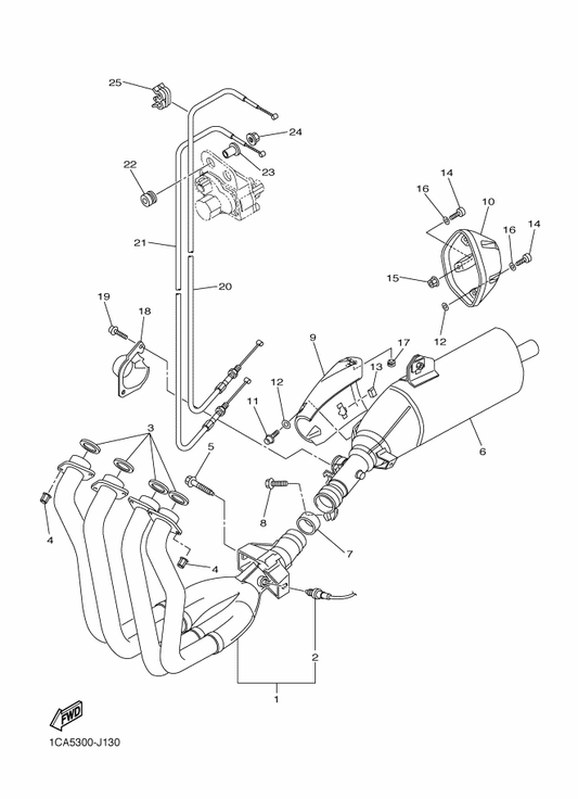 Yamaha 90109-08170 Bolt — shown on the Exhaust parts diagram