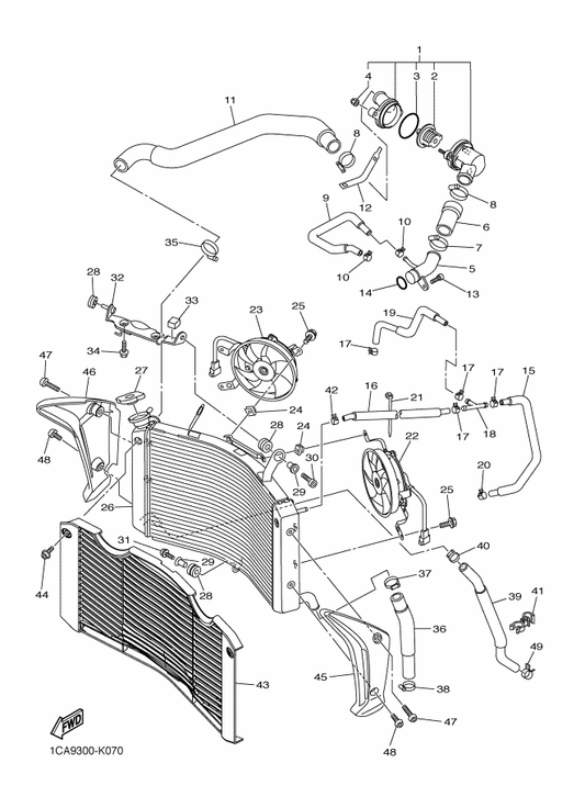 Yamaha 90110-06232 Bolt, Hexagon Socket Head — shown on the Radiator & Hose parts diagram