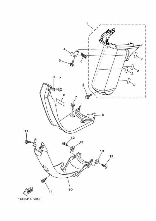 Yamaha 5UY-22863-00 Cover, Under — shown on the Cover parts diagram