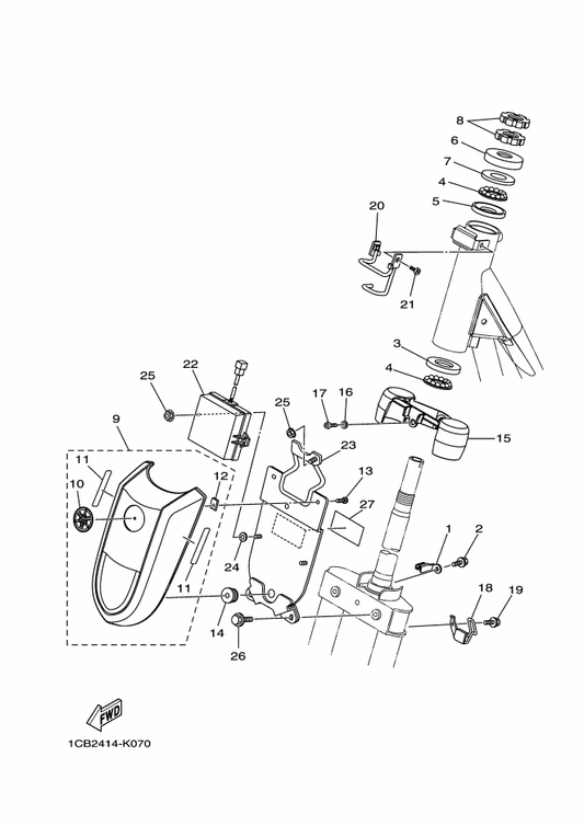 Yamaha 1CB-81927-00 Plate, Circuit Board — shown on the Steering parts diagram