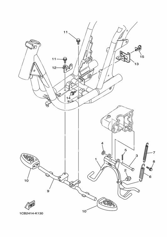 Yamaha 1CB-8252H-00 Plate, Holder — shown on the Stand & Footrest parts diagram