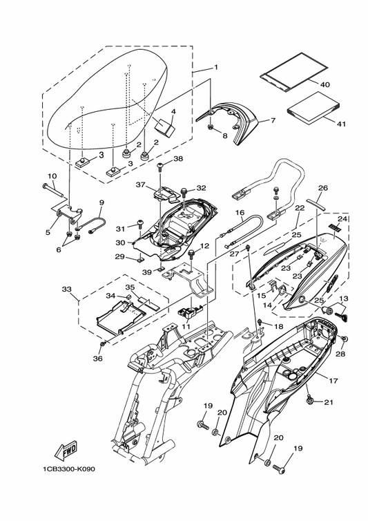 Yamaha 90201-06040 Washer, Plate — shown on the Seat & Carrier parts diagram