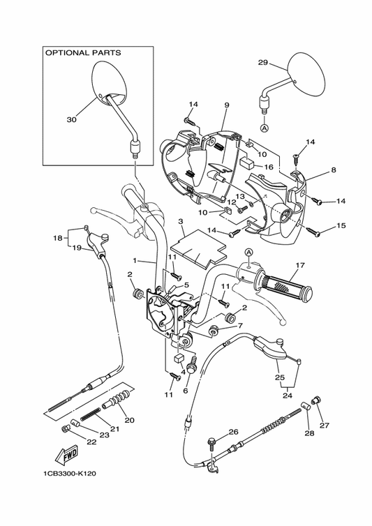 Yamaha 5UY-26341-02 Wire, Brake 1 — shown on the Steering Handle & Cable parts diagram