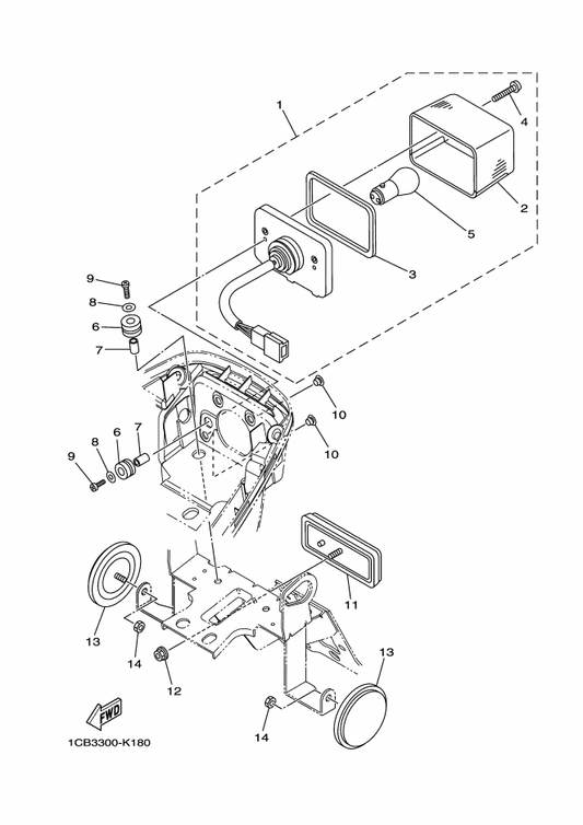 Yamaha 1CB-84721-00 . Lens, Taillight — shown on the Taillight parts diagram