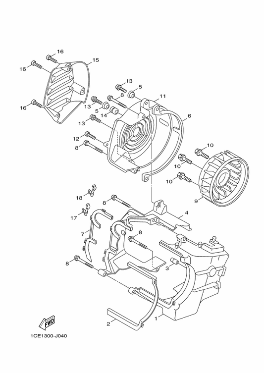 Yamaha 97707-60516 Screw, Tapping — shown on the Air Shroud & Fan parts diagram