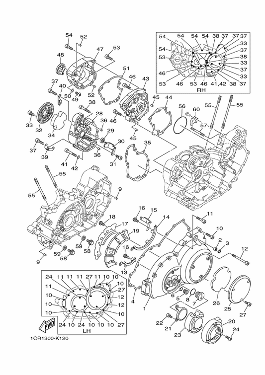 Yamaha 90340-14005 Plug, Straight Screw — shown on the Crankcase Cover 1 parts diagram
