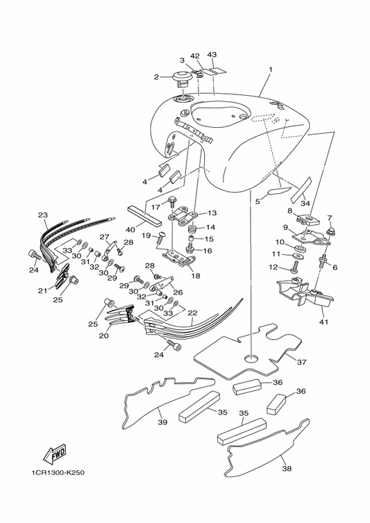 Yamaha 1D7-24139-01 Cover, Side 2 — shown on the Fuel Tank parts diagram