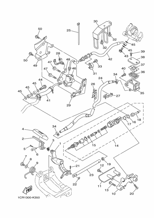 Yamaha 3B4-2585B-00 . Plate, Diaphragm — shown on the Rear Master Cylinder parts diagram