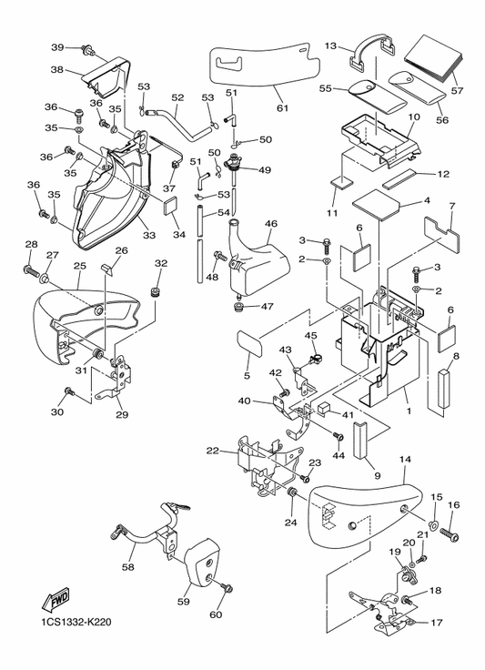 Yamaha 3D8-2172M-10 Bracket 3 — shown on the Side Cover parts diagram