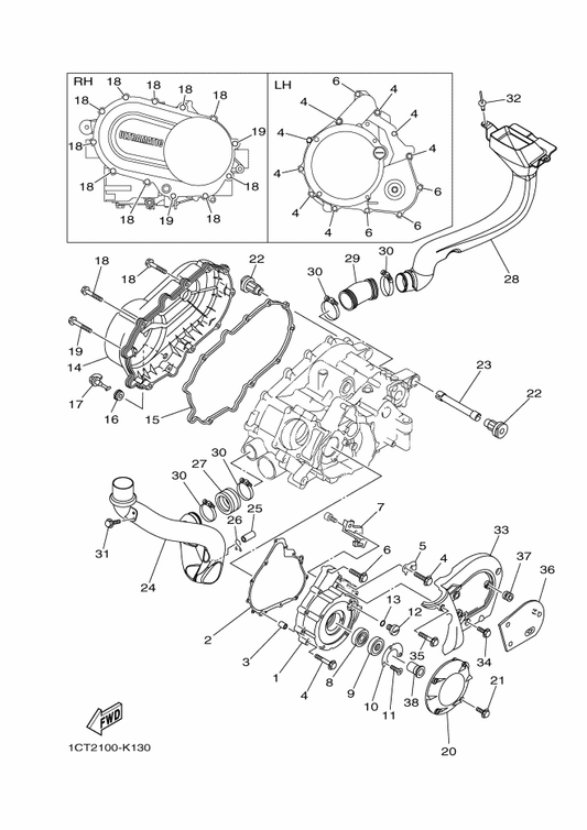 Yamaha 5ND-E5423-01 Cover 2 — shown on the Crankcase Cover 1 parts diagram