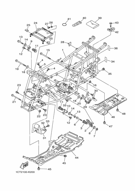 Yamaha 90201-08055 Washer, Plate — shown on the Frame parts diagram