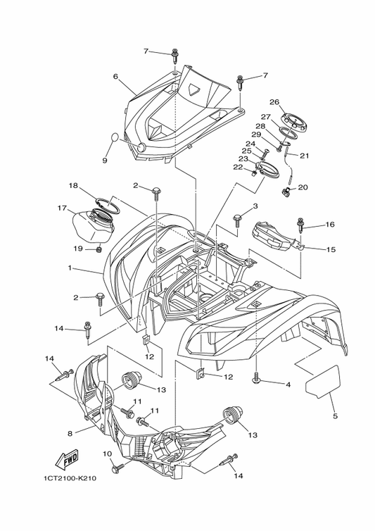 Yamaha 37S-F1500-B0 Front Fender Assy — shown on the Front Fender parts diagram