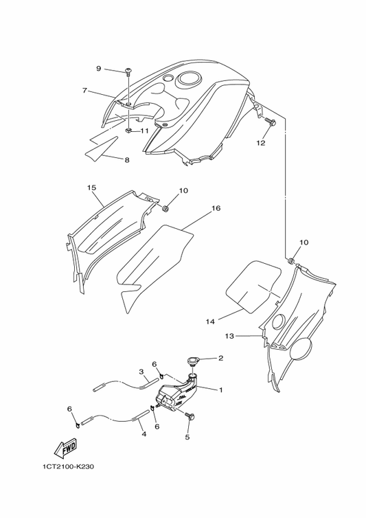 Yamaha 5ND-F174T-01 Insulator, Side Cover 2 — shown on the Side Cover parts diagram
