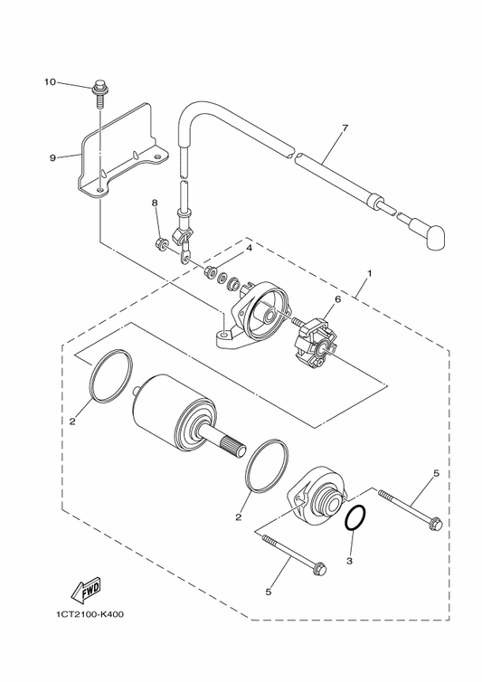 Yamaha 1CT-81815-00 Cord, Starter Motor — shown on the Starting Motor parts diagram