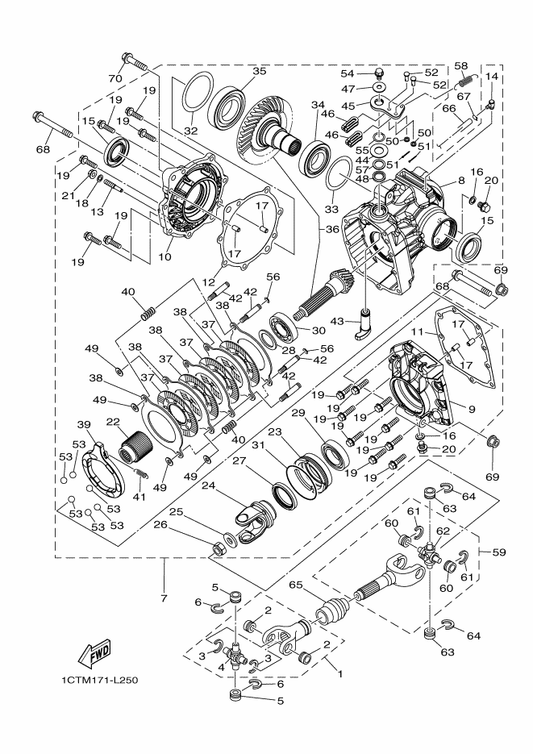 Yamaha 1CT-E511B-10 . Oil Seal — shown on the Drive Shaft parts diagram