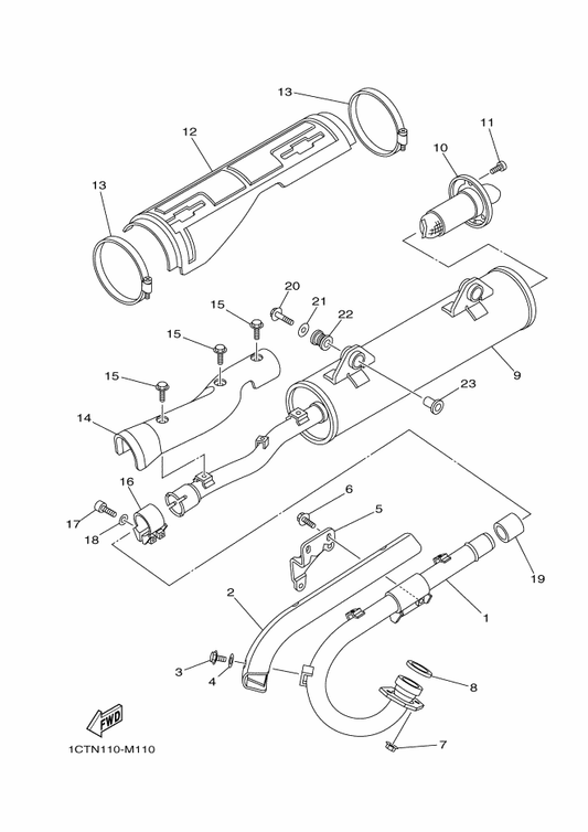 Yamaha 5ND-E477K-02 Plate 1 — shown on the Exhaust parts diagram