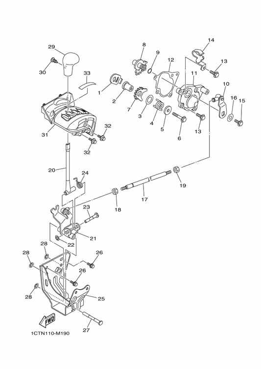 Yamaha 90465-08336 Clamp — shown on the Shift Shaft parts diagram