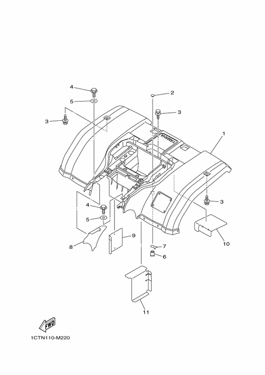 Yamaha 37S-F1600-C0 Rear Fender Assy. — shown on the Rear Fender parts diagram