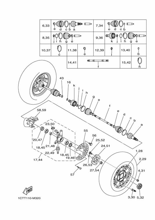Yamaha 90176-10802 Nut, Crown — shown on the Front Wheel parts diagram
