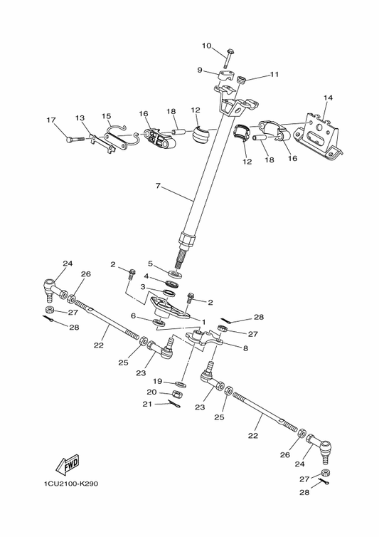 Yamaha 37S-23845-00 Joint, Universal 2 — shown on the Steering parts diagram