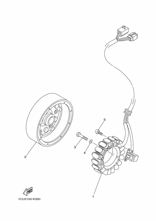 Yamaha 5GH-81450-01 Rotor Assy — shown on the Generator parts diagram