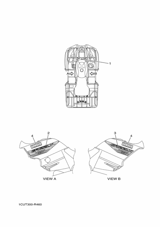 Yamaha 1CU-F1782-30 Emblem 2 — shown on the Graphics parts diagram