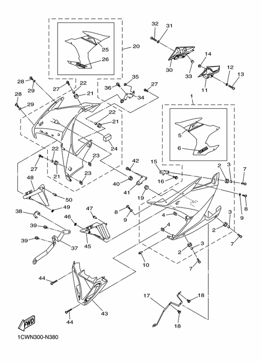 Yamaha 36P-2153B-00 . Emblem, Yamaha — shown on the Cowling 2 parts diagram