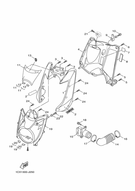 Yamaha 5S9-F8372-00 . Damper — shown on the Leg Shield parts diagram