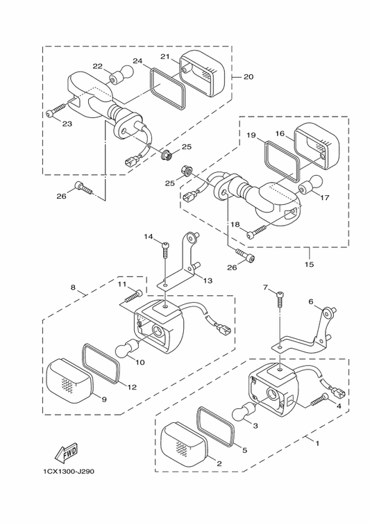 Yamaha 5S9-H3312-00 . Lens, Flasher — shown on the Flasher Light parts diagram