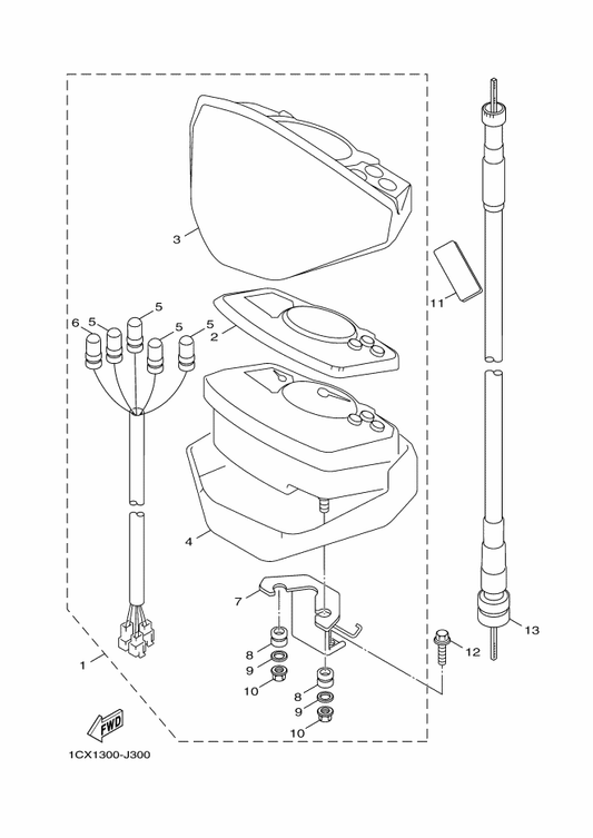 Yamaha 1CX-F6367-00 Protector — shown on the Meter parts diagram