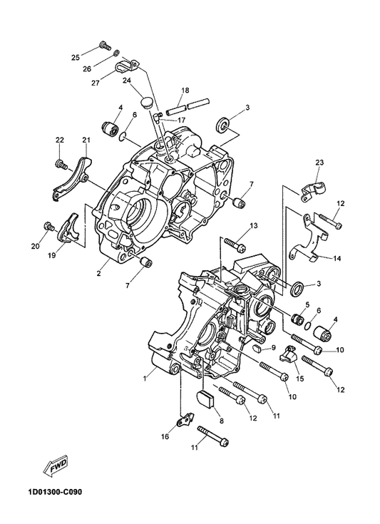 Yamaha 98507-08010 Screw, Pan Head — shown on the Crankcase parts diagram