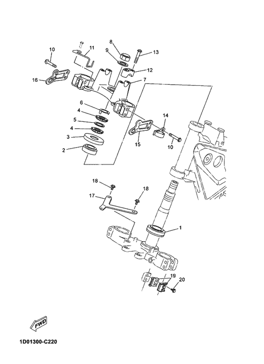 Yamaha 4JG-23416-00 Cover, Ball Race 2 — shown on the Steering parts diagram