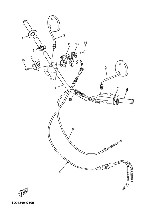 Yamaha 4TP-26111-00 Handlebar — shown on the Steering Handle & Cable parts diagram