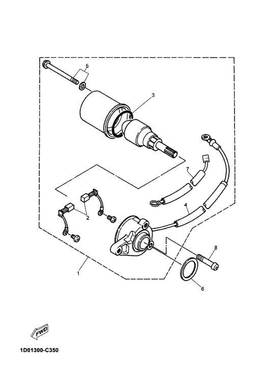 Yamaha 50W-81801-M0 . Brush Set — shown on the Starting Motor parts diagram