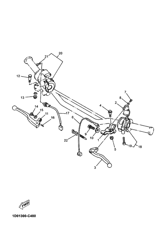 Yamaha 4RR-83972-01 Switch, Handle 4 — shown on the Handle Switch & Lever parts diagram