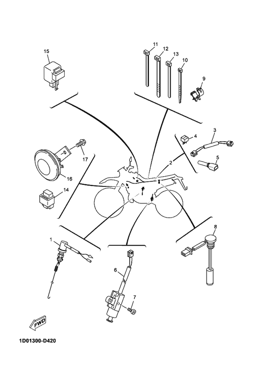 Yamaha 3XP-85720-03 Oil Level Gauge Assy — shown on the Electrical 2 parts diagram