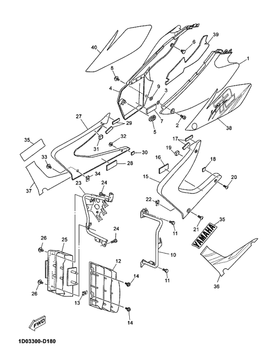 Yamaha 1D0-F174H-R0 Graphic 4 — shown on the Side Cover parts diagram