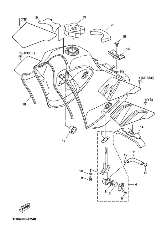 Yamaha 1D0-F4244-00 . Graphic, Fuel Tank 1 — shown on the Fuel Tank parts diagram
