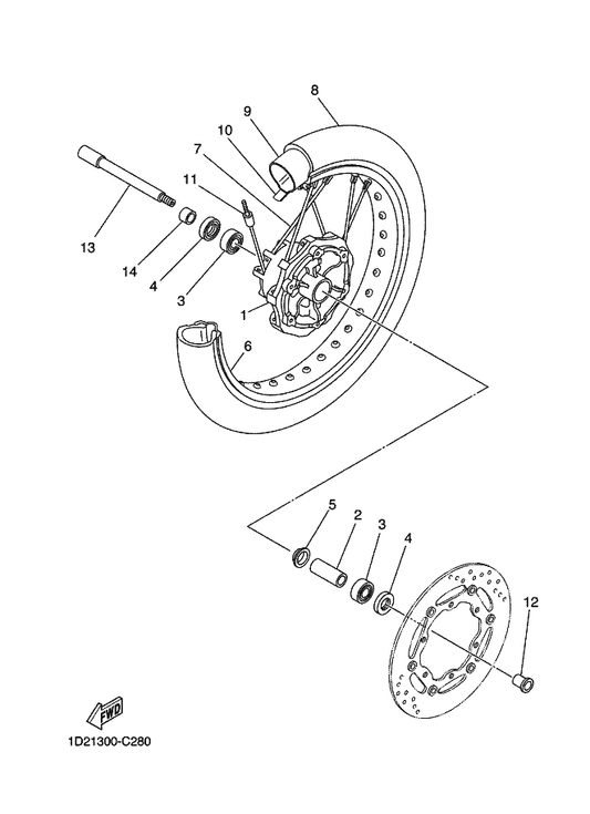 Yamaha 94435-17002 Rim ( 3.50-17 ) — shown on the Front Wheel parts diagram