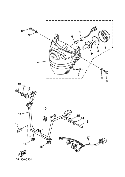 Yamaha 5VK-H410A-12 Headlight Unit Comp. — shown on the Headlight parts diagram