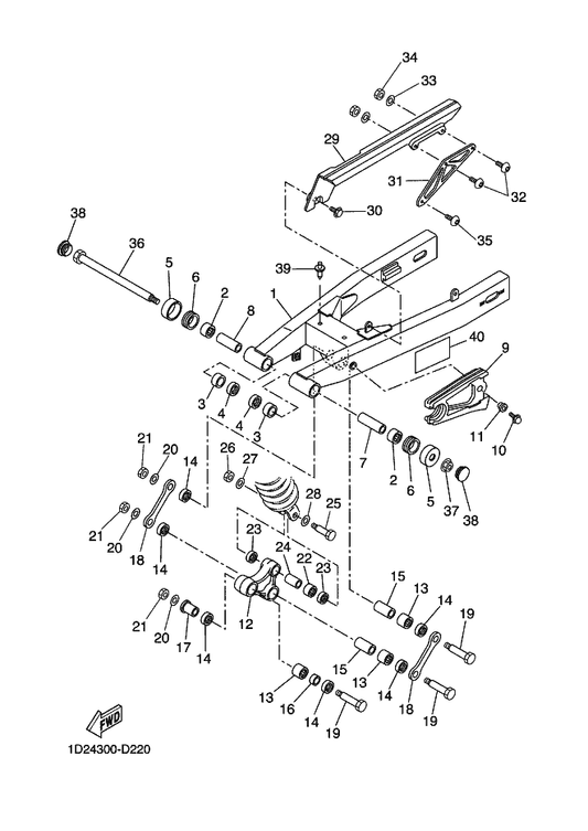 Yamaha 5VK-F2151-00 Seal, Guard — shown on the Rear Arm parts diagram