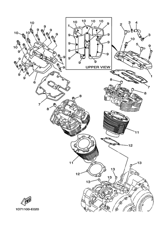 Yamaha 1D7-11192-10 Cover, Cylinder Head 2 — shown on the Cylinder parts diagram