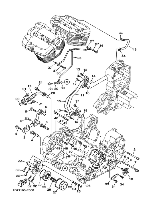 Yamaha 1D7-13165-00 Bolt, Banjo — shown on the Oil Pump parts diagram