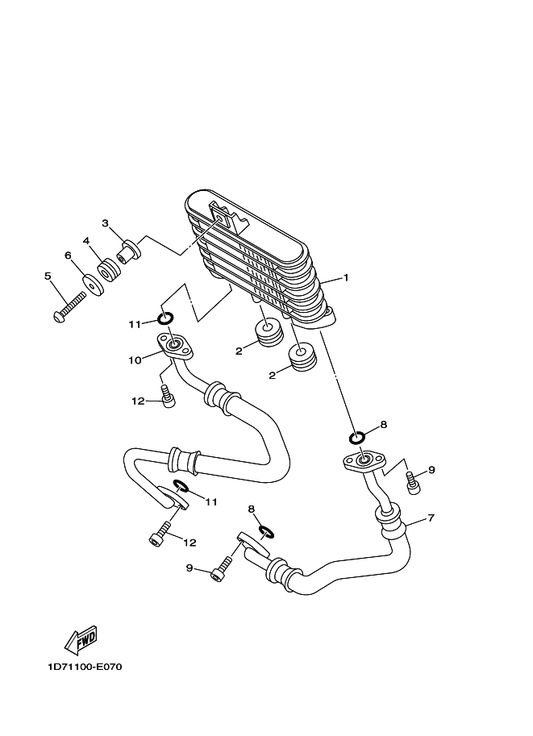 Yamaha 1D7-1316G-00 Hose, Oil 2 — shown on the Oil Cooler parts diagram